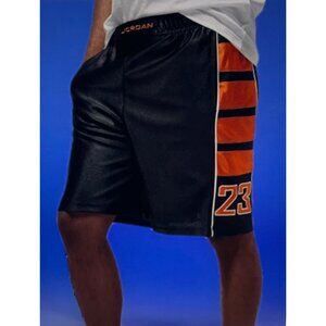 Jordan Mens Black & Orange Basketball Shorts Size S